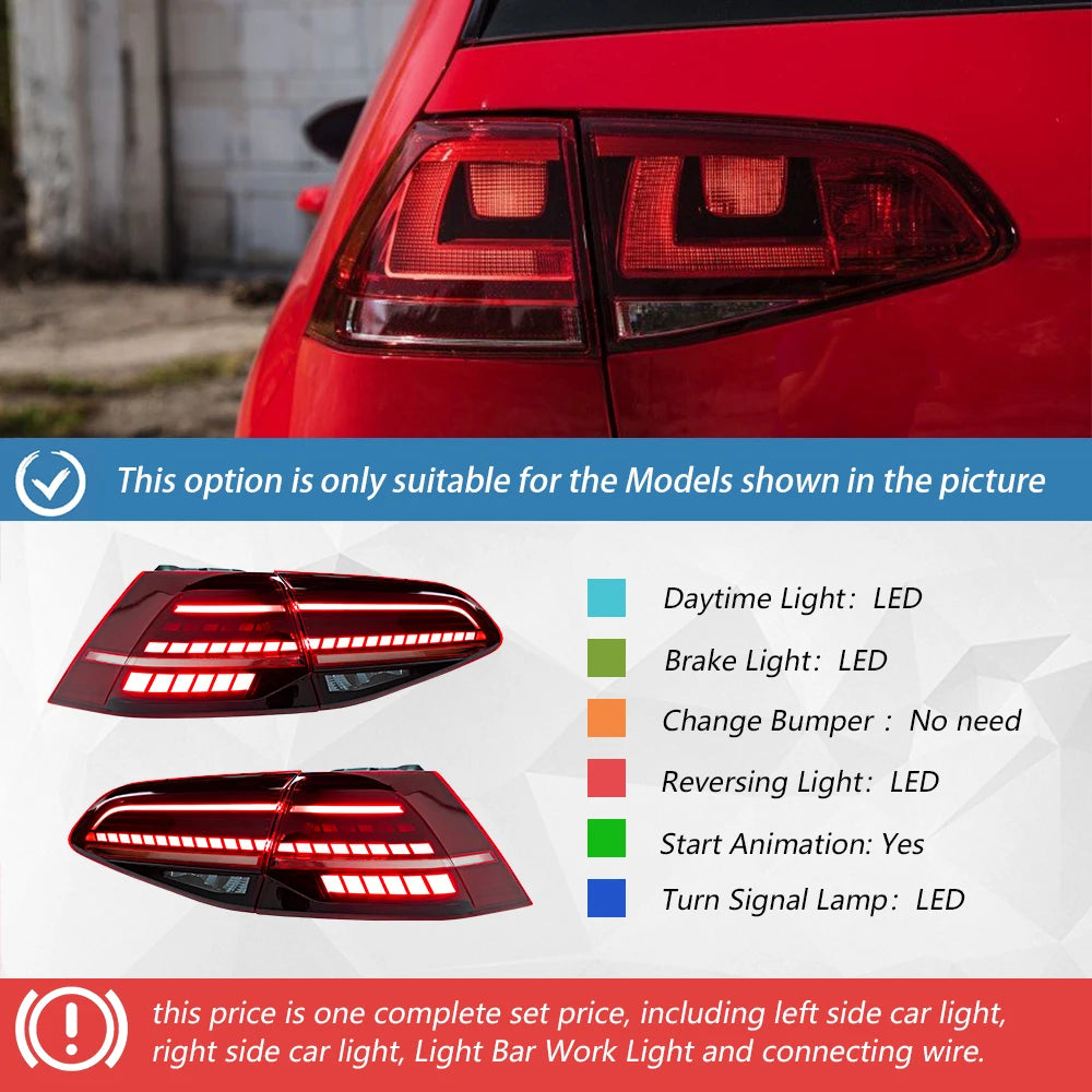 Car Taillights Assembly For Golf 7 2013-2017 Upgrade Golf 7.5 2018-2021 LED Car Back Lamps Turn Signal Light Accessories