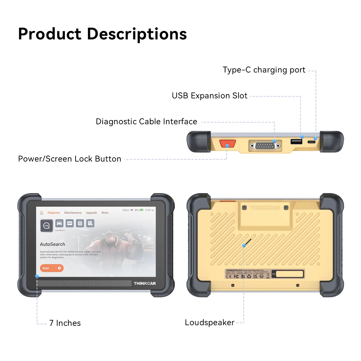 THINKCAR THINKSCAN 672 OBD2 Scanner CAN FD obd2 Tool Bi-directional Control Full System Diagnosis 28 Resets Free for Life