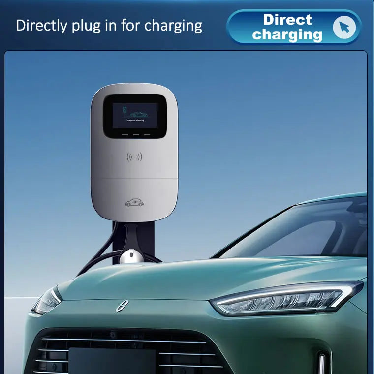 JIGU 7.6KW 32A Type 2 Electric Vehicle Charger Car Charging Station 7kw Wallbox EV Charger Screen 220V Single Phase WiFi APP