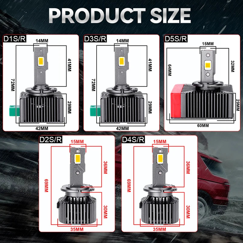 CARLitek D3S LED Headlights D1S D2S D4S D5S D8S 35/70W Xenon Lights Turbo LED Two Sided 9570 CSP Chips Plug and Play D1R D2R D3R