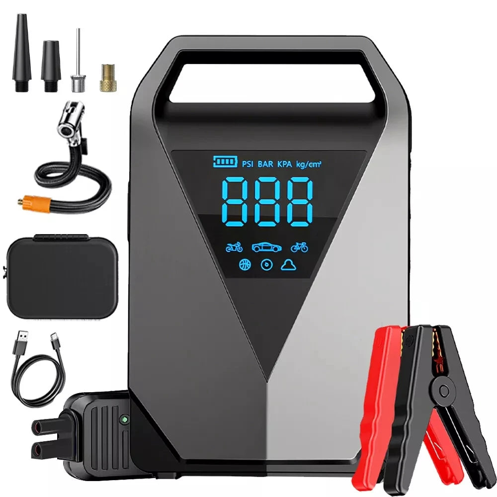 Portable Car Jump Starter Air Pump 150PSI Air Compressor Tire Pump 2500A Car Battery Booster Auto Starting Device 12V Jump Pack