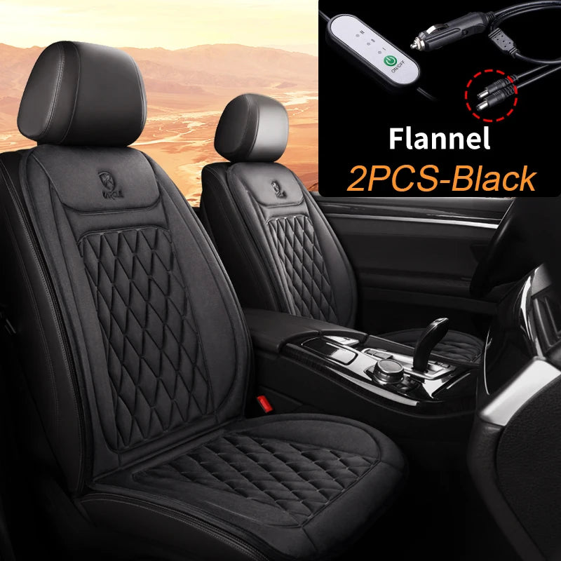 Universal Heated Car Seat Cushion 12V/24V Fast Heating Car Seat Covers Warm Winter Cloth/Flannel Automobile Seat Cover Heater