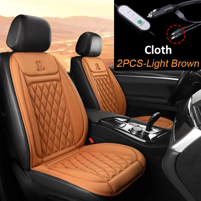 Universal Heated Car Seat Cushion 12V/24V Fast Heating Car Seat Covers Warm Winter Cloth/Flannel Automobile Seat Cover Heater