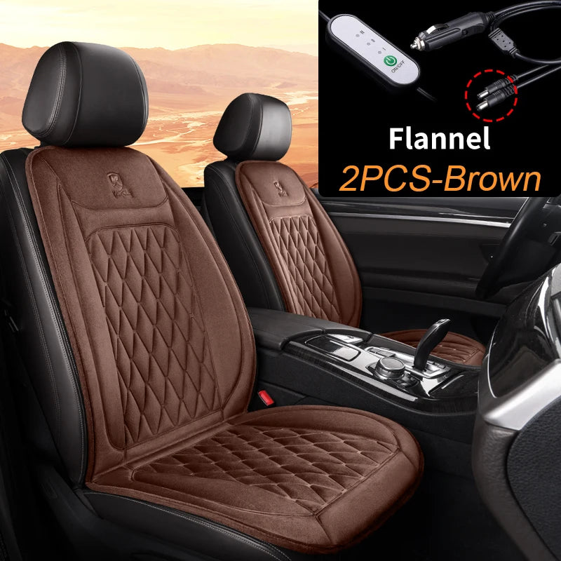 Universal Heated Car Seat Cushion 12V/24V Fast Heating Car Seat Covers Warm Winter Cloth/Flannel Automobile Seat Cover Heater