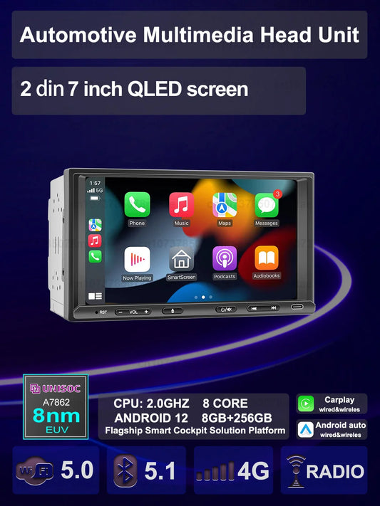 Autoradio VATAV 7" Double Din - CarPlay Caméra Recul