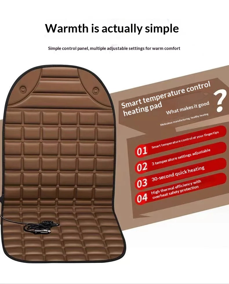 Checkerboard quick-heating uniformly heated winter car seat cushion 12V warm single or double seat heat-retaining essential