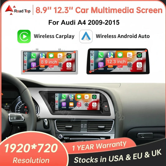 8.9'' 12.3'' Touch Screen Car Multimedia Display For Audi A4 S4 B8 2008-2016 With Wireless Carplay Andriod Auto Airplay Autolink