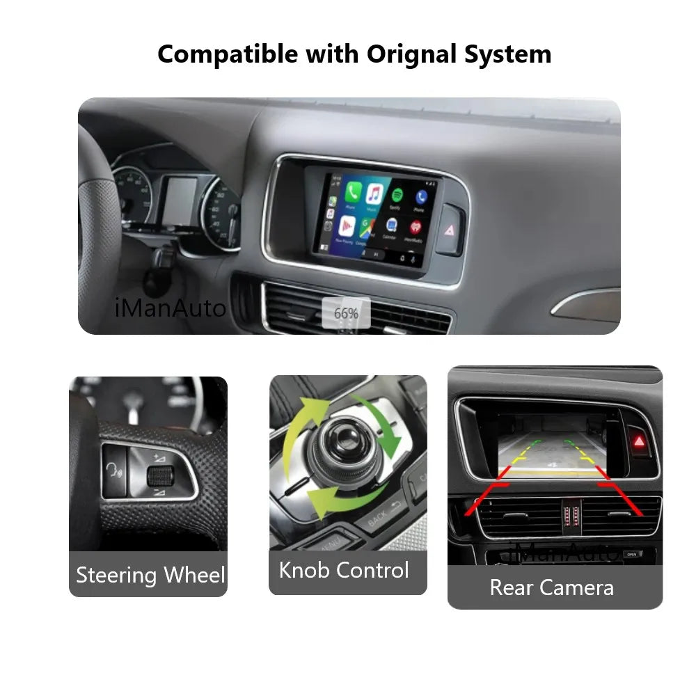 iManAuto Wireless CarPlay Android Auto Module for Audi A4 B8 A5 Q5 2009-2015 Mirror Link Bluetooth Audio Rear Camera Box