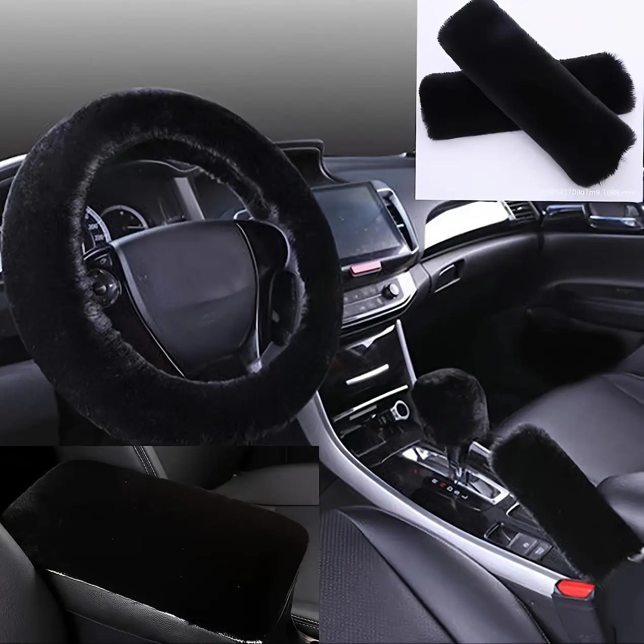 6-Piece Plush Steering Wheel Cover Set - Complete Comfort Pack