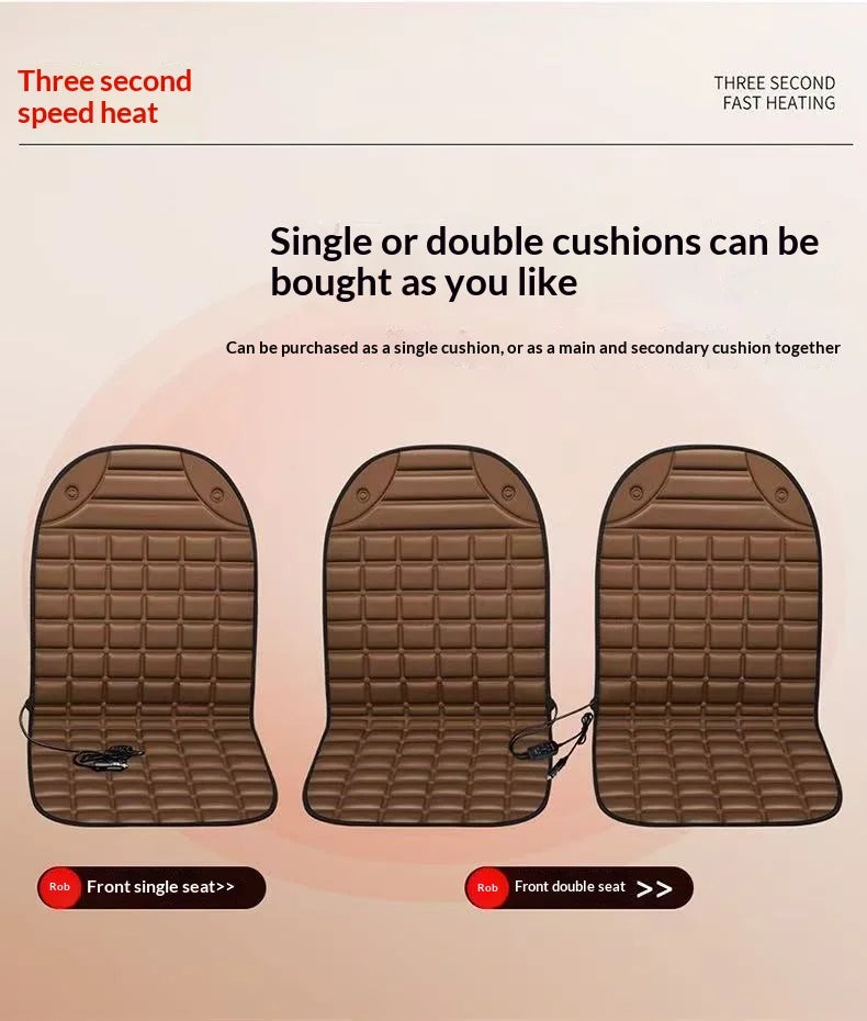 Checkerboard quick-heating uniformly heated winter car seat cushion 12V warm single or double seat heat-retaining essential