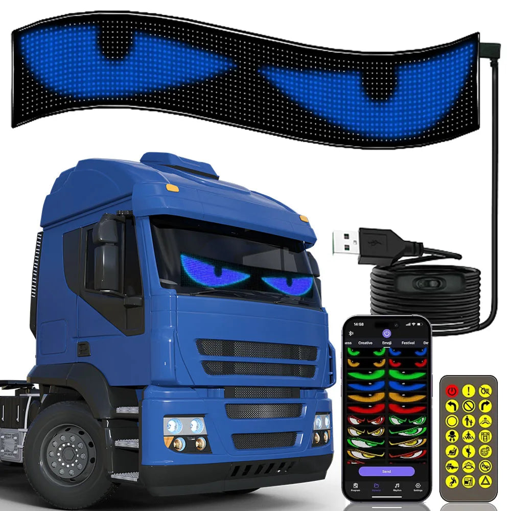 Led Matrix Panel Multiple Devil Eyes Light Bluetooth APP Control LED Display Scrolling Sign Light for Car Truck Windshield