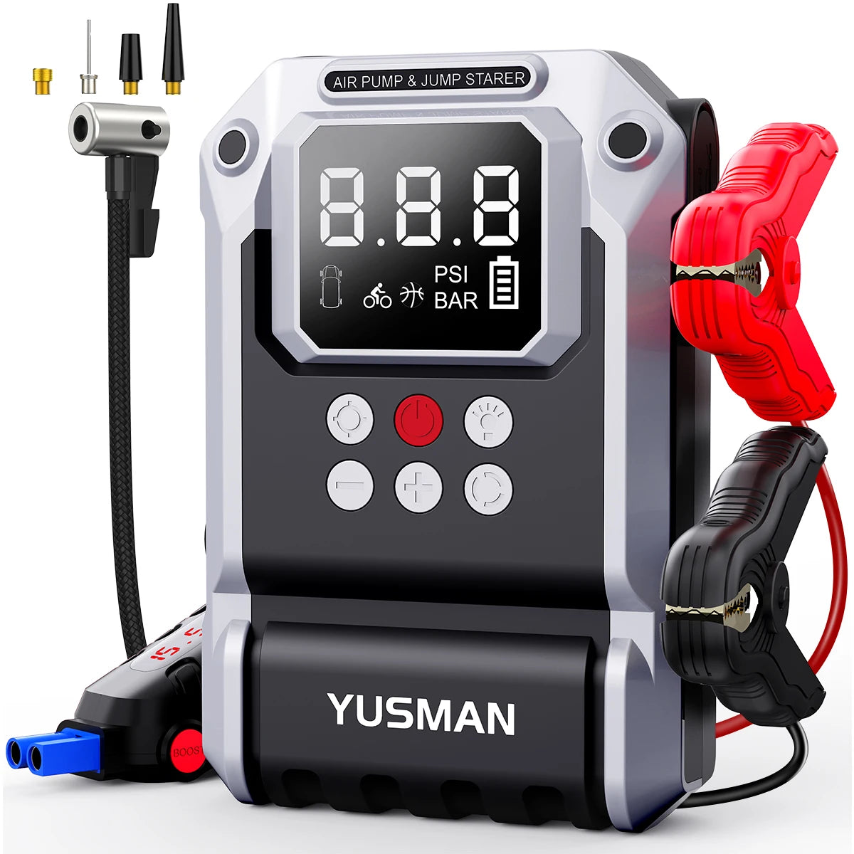 8000A Car Jump Starter with Air Compressor, 150PSI Tire Inflator,12V Battery Booster for ALL Gas/10L Diesel, LED Portable Pack
