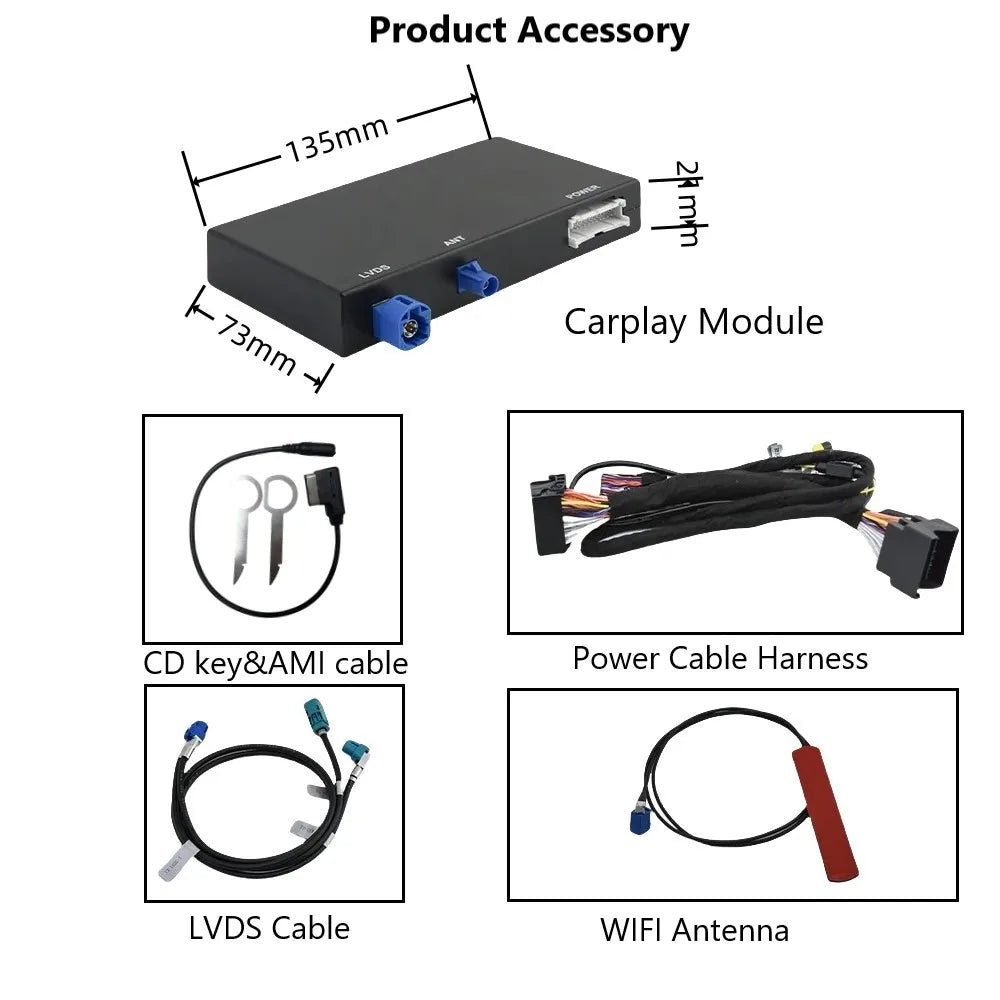 iManAuto Wireless CarPlay Android Auto Module for Audi A4 B8 A5 Q5 2009-2015 Mirror Link Bluetooth Audio Rear Camera Box