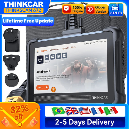 THINKCAR THINKSCAN 672 OBD2 Scanner CAN FD obd2 Tool Bi-directional Control Full System Diagnosis 28 Resets Free for Life