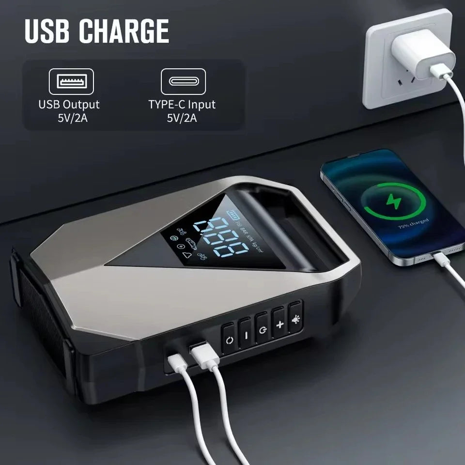 Portable Car Jump Starter Air Pump 150PSI Air Compressor Tire Pump 2500A Car Battery Booster Auto Starting Device 12V Jump Pack