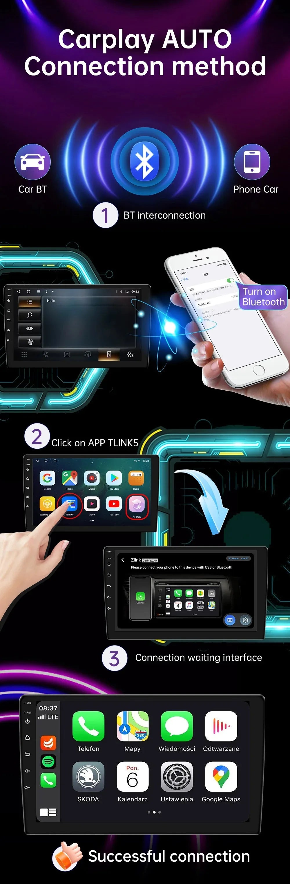 Android 13 Universal 7/9/10" car radio - GPS CarPlay