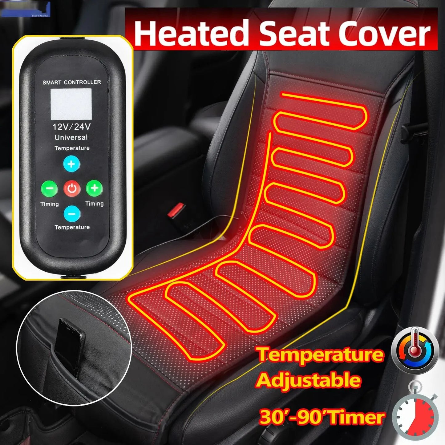 DC12V24V Driver Universal Auto Heated Covers Car Heater Cushion TemperaTure Control Cars Seat Heating Pad