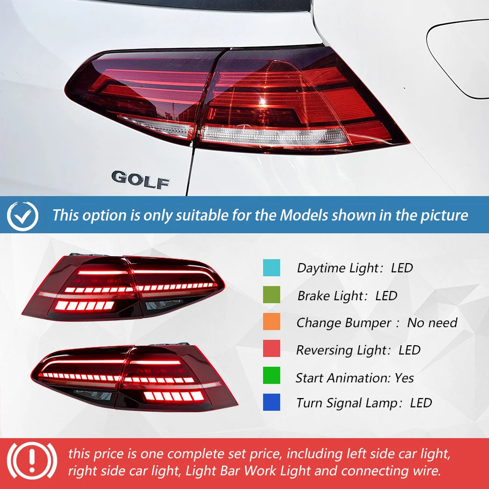 Car Taillights Assembly For Golf 7 2013-2017 Upgrade Golf 7.5 2018-2021 LED Car Back Lamps Turn Signal Light Accessories