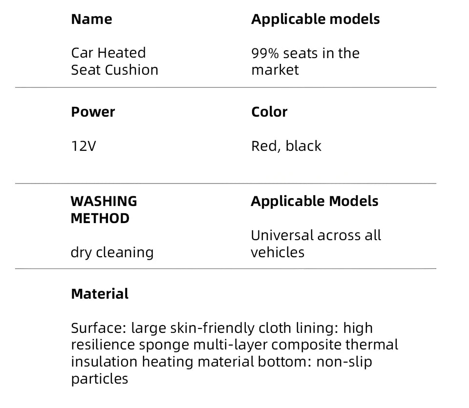 Car Heat Seat Cushion Electric Heating Mat Universal Winter New Design 12V/24V Seat Pad For Vehicles Heating Cushion Covers