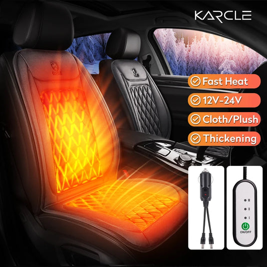 Universal Heated Car Seat Cushion 12V/24V Fast Heating Car Seat Covers Warm Winter Cloth/Flannel Automobile Seat Cover Heater