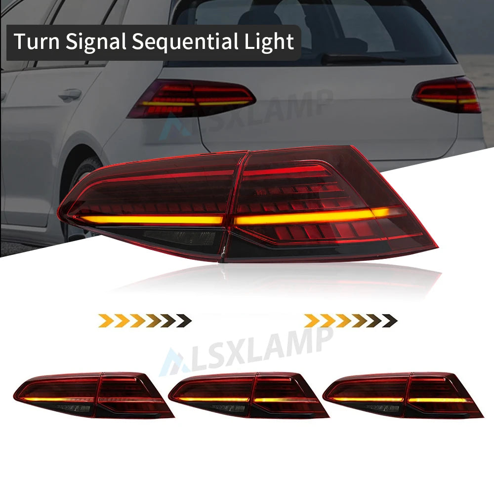 LED Tail Lights Assembly For Volkswagen Golf 7 2015 2016 2017 Tail Light Sequential Signal Light Modified Rear Lamps