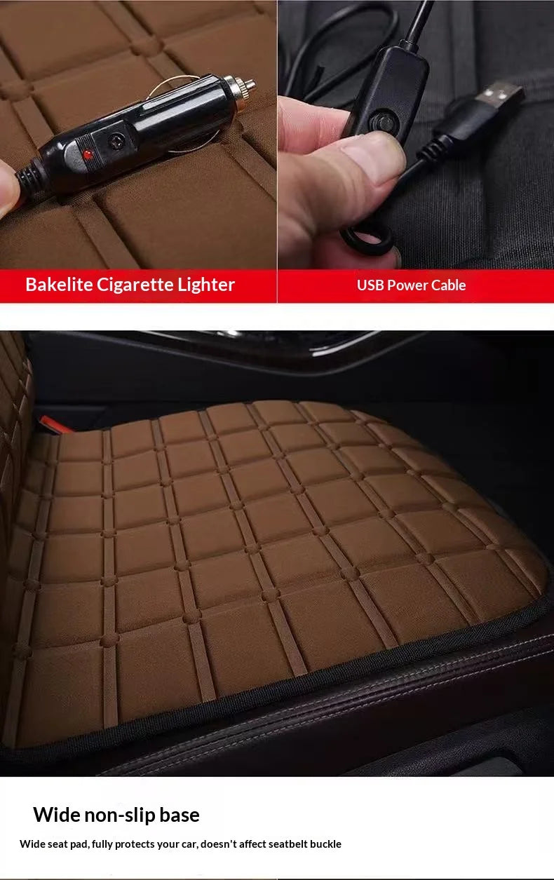 Checkerboard quick-heating uniformly heated winter car seat cushion 12V warm single or double seat heat-retaining essential