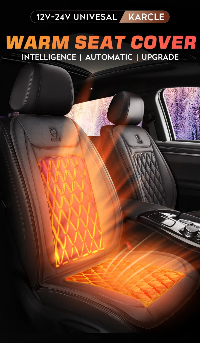 Universal Heated Car Seat Cushion 12V/24V Fast Heating Car Seat Covers Warm Winter Cloth/Flannel Automobile Seat Cover Heater