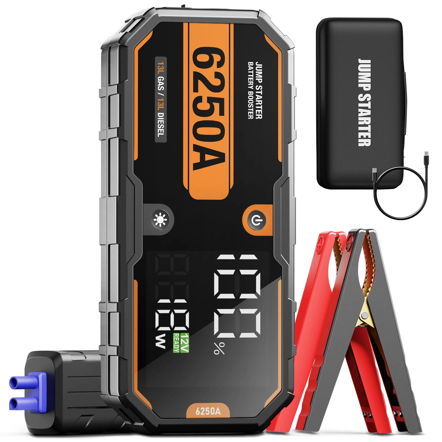 Car 6250A 30000mAh Portable 12V Jump Starter Power Bank 12V Auto Battery Charger Booster Starting Device