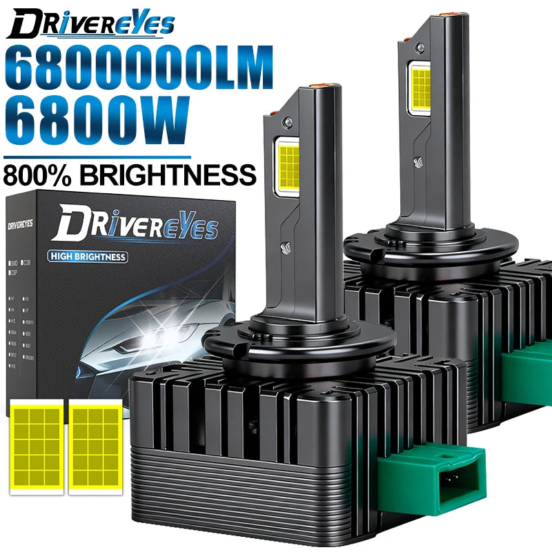 D1S D3S D2S LED CANBUS Headlight 6800W Bulbs Super Bright D4S D1R D3R D2R D4R D8S Xenon Lights for Car 6000K Automobile Lamp 12V