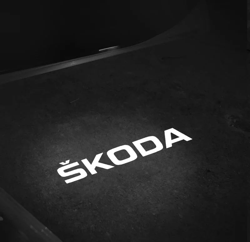 2pcs/set Car Led Logo Door Laser Projector Ghost lamp Welcome Light For skoda Superb SUPERB Superb Octavia Fabia Roomster