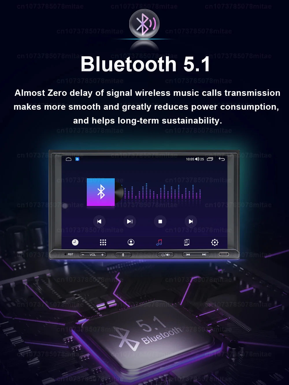 VATAV 7" Double Din Car Radio - CarPlay - Reversing Camera