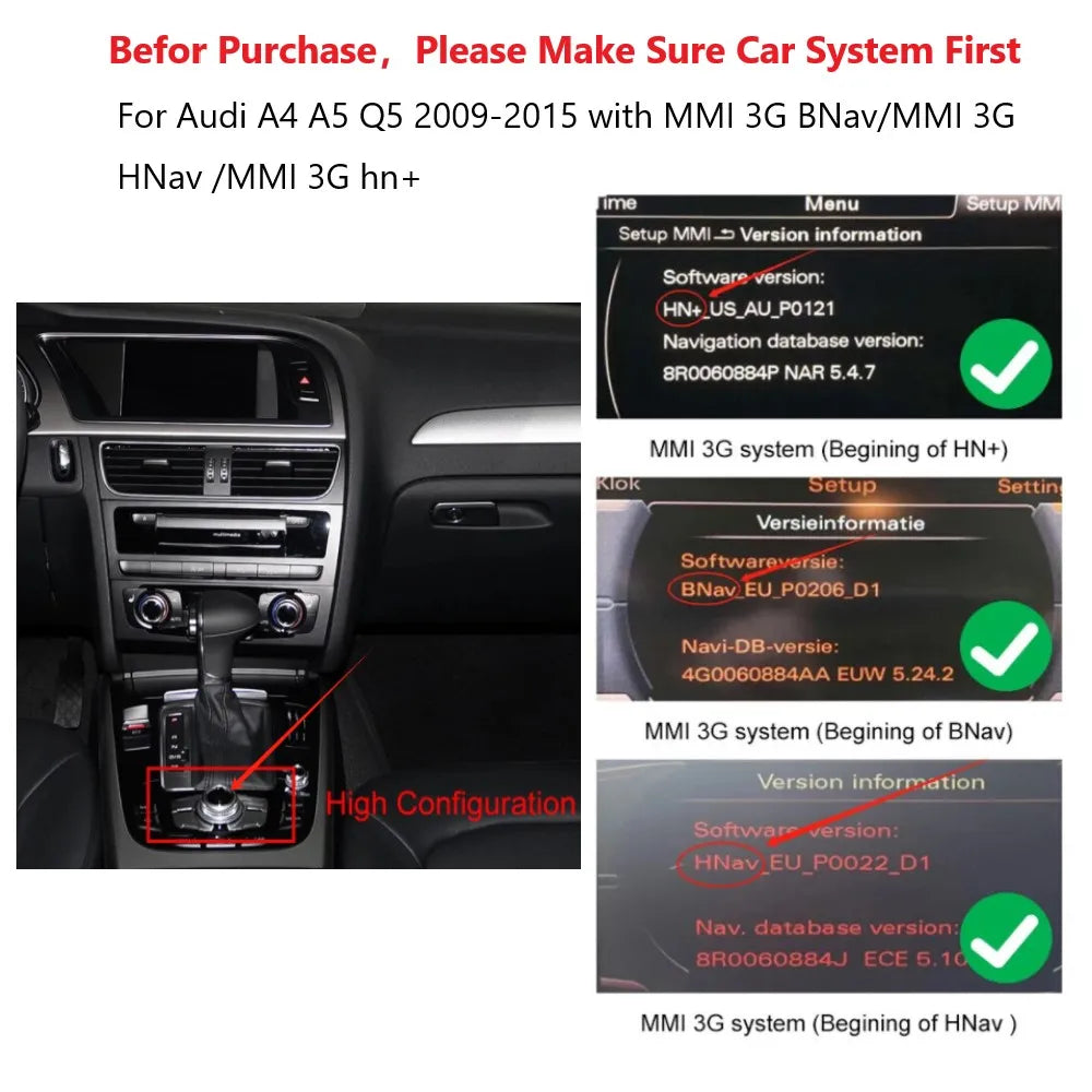 iManAuto Wireless CarPlay Android Auto Module for Audi A4 B8 A5 Q5 2009-2015 Mirror Link Bluetooth Audio Rear Camera Box