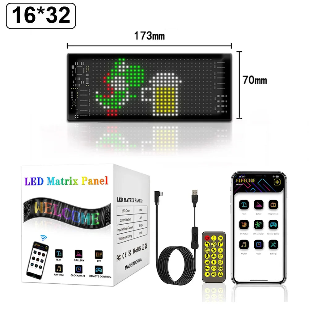 Led Matrix Panel Multiple Devil Eyes Light Bluetooth APP Control LED Display Scrolling Sign Light for Car Truck Windshield