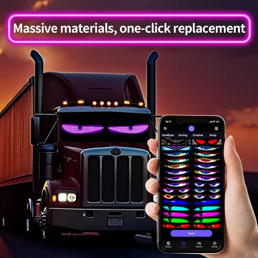 Led Matrix Panel Multiple Devil Eyes Light Bluetooth APP Control LED Display Scrolling Sign Light for Car Truck Windshield