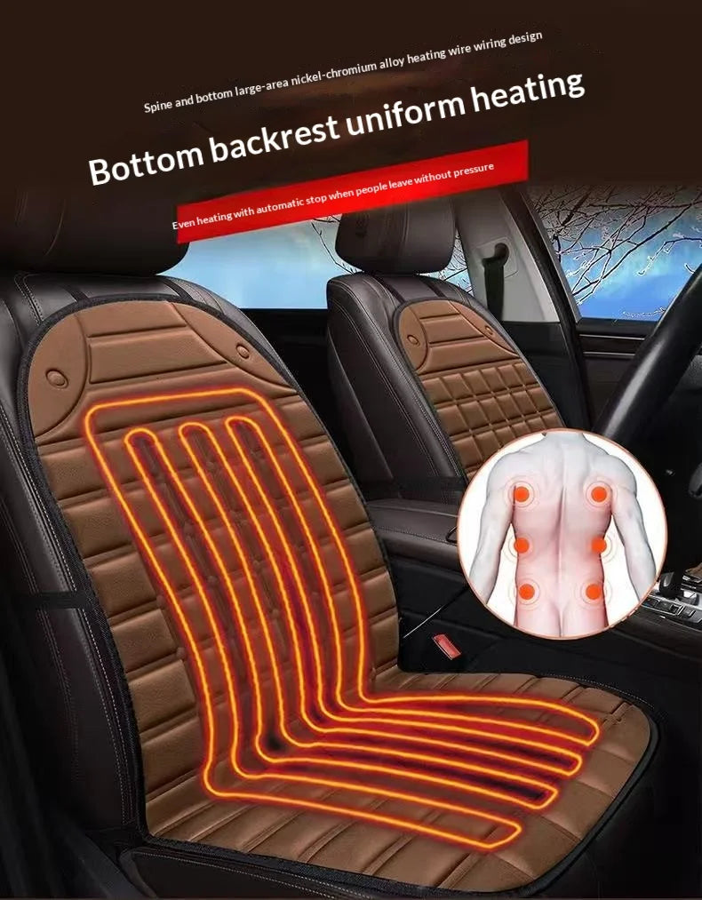 Checkerboard quick-heating uniformly heated winter car seat cushion 12V warm single or double seat heat-retaining essential