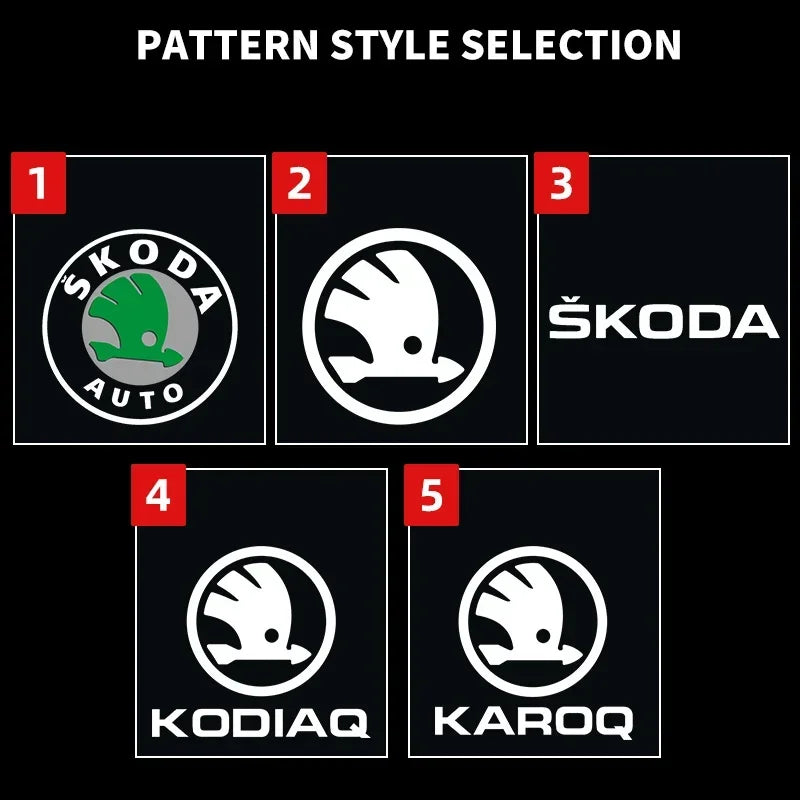 2pcs/set Car Led Logo Door Laser Projector Ghost lamp Welcome Light For skoda Superb SUPERB Superb Octavia Fabia Roomster