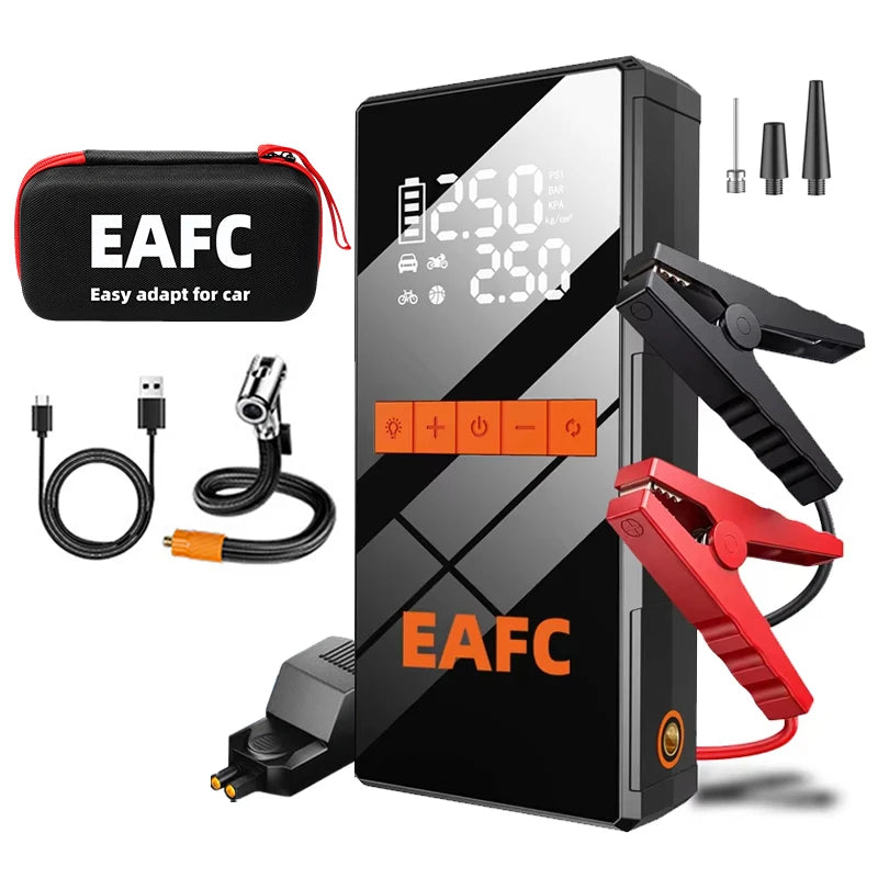 12V Car Jump Starter 4 In 1 Car Wireless Tire Inflator Pump Air Compressor Power Bank Potable Battery Starting Fast Charging