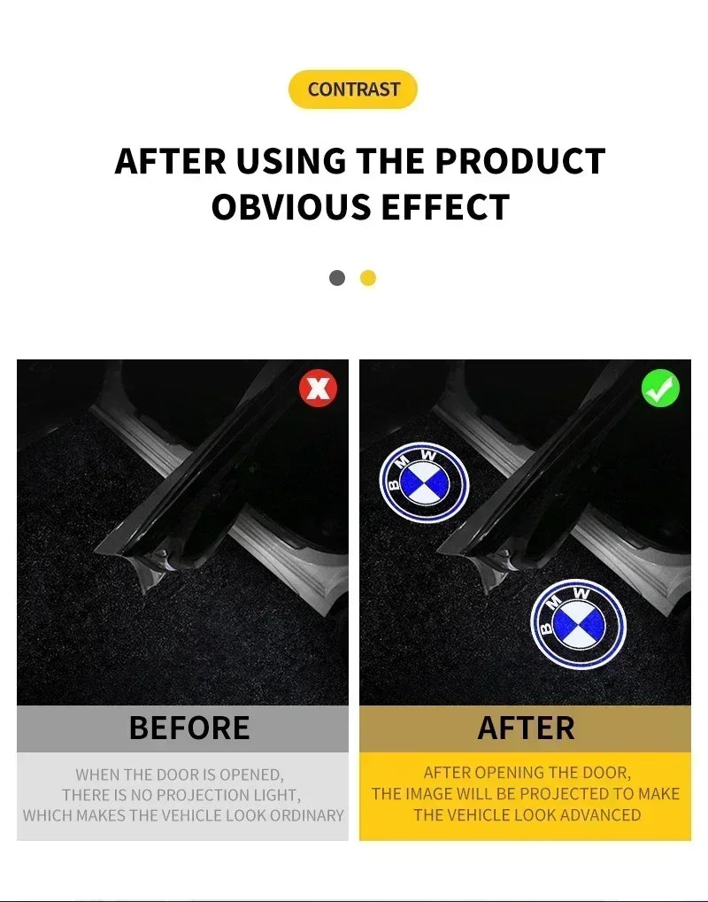 2pcs New LED Car Door Welcome Courtesy Lamp Projector Light For BMW 50th F12 F13 F30 E60 E65 E66 E63 F01 F02 X1 X3 4 5 6 7 Serie