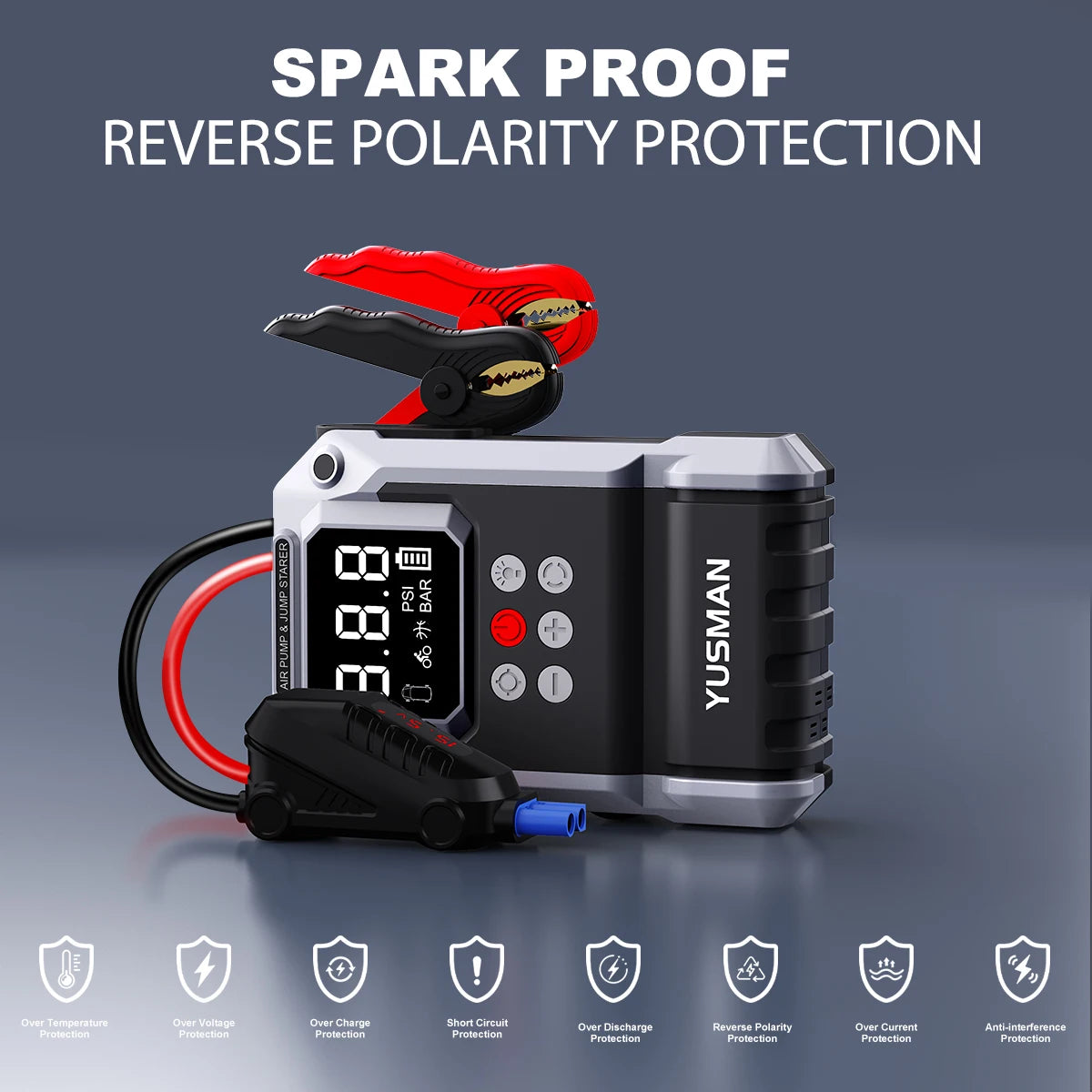 8000A Car Jump Starter with Air Compressor, 150PSI Tire Inflator,12V Battery Booster for ALL Gas/10L Diesel, LED Portable Pack