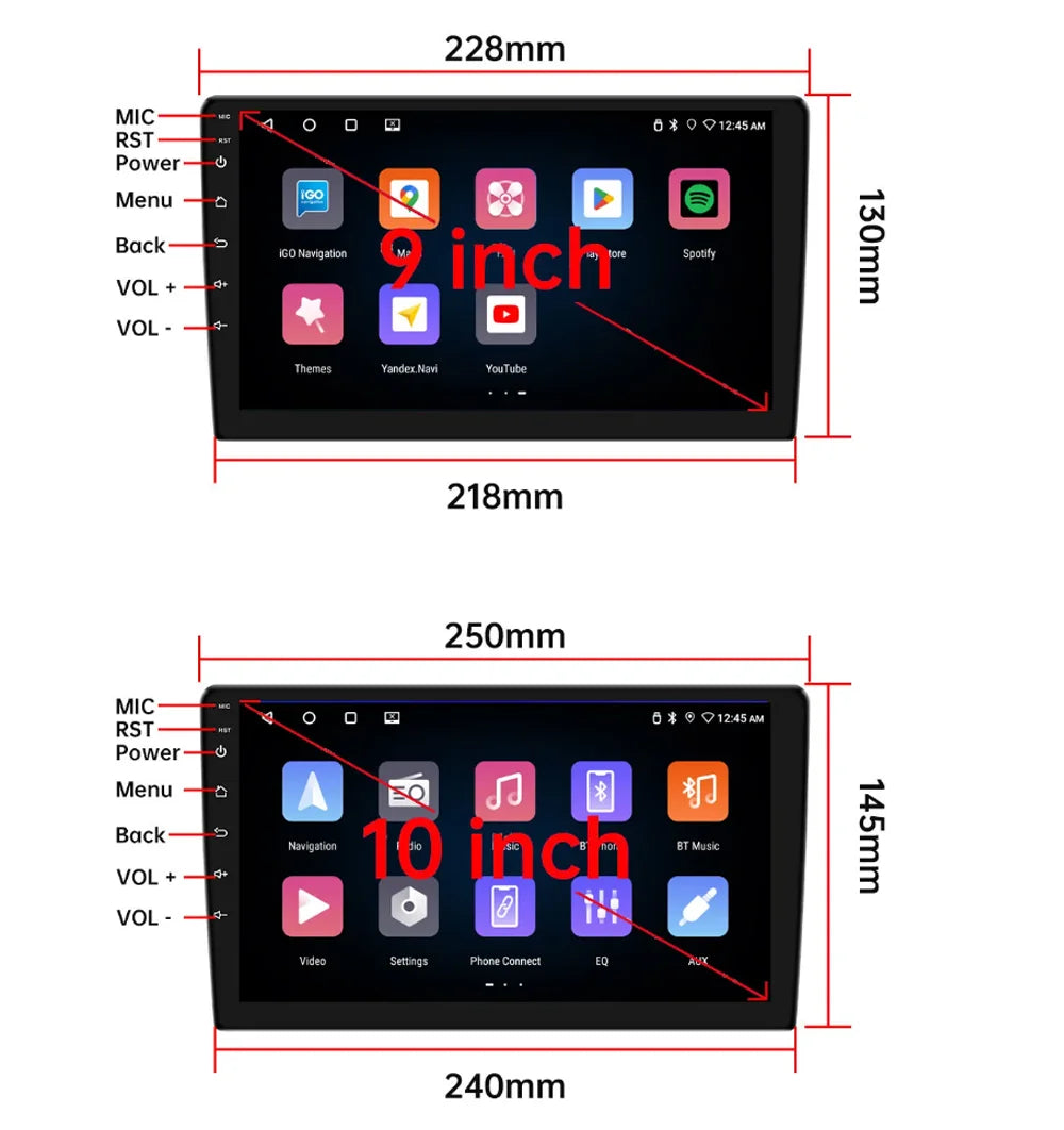 Android 13 Universal 7/9/10" car radio - GPS CarPlay