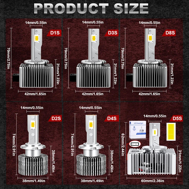 Dualvision D Series D3S Led Headlight 2500W CSP Canbus HID D1S D2S D4S D5S D8S D1R D2R D3R D4R 2000000LM Car Xenon Bulb 1:1 Size