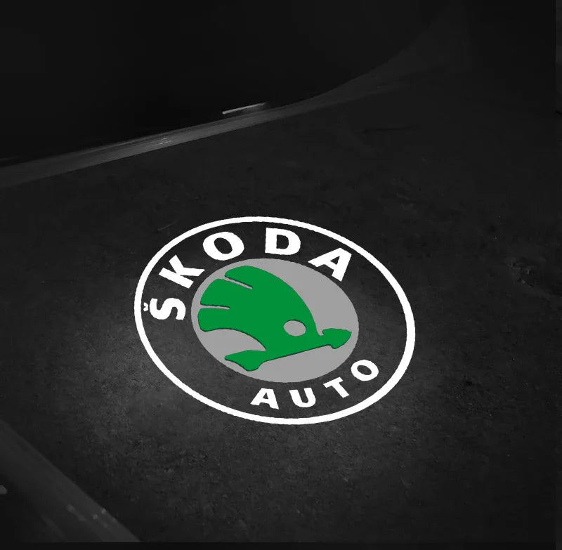 2pcs/set Car Led Logo Door Laser Projector Ghost lamp Welcome Light For skoda Superb SUPERB Superb Octavia Fabia Roomster