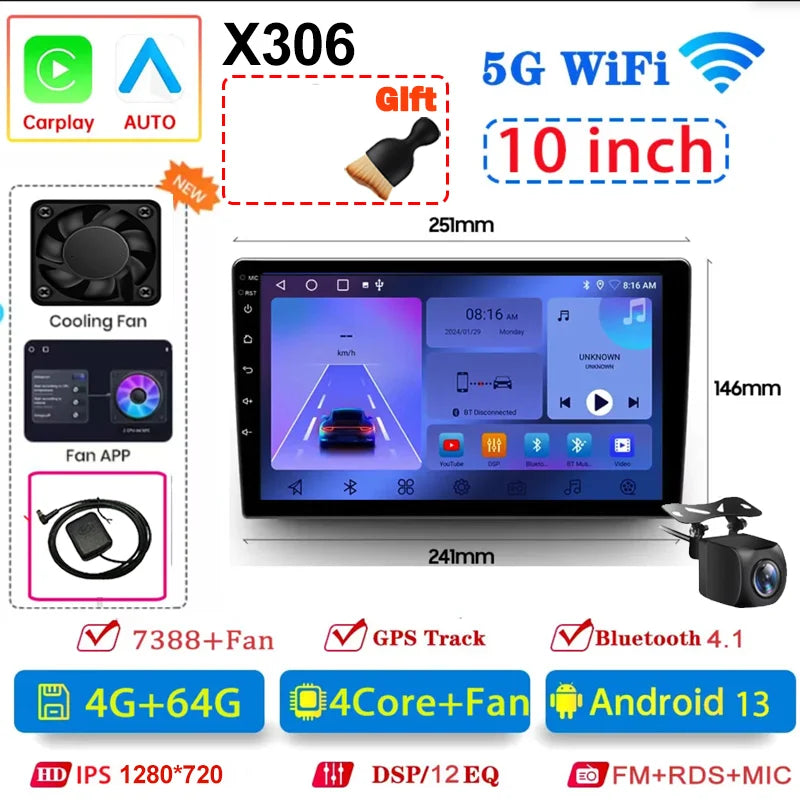 Android 13 Universal 7/9/10" car radio - GPS CarPlay