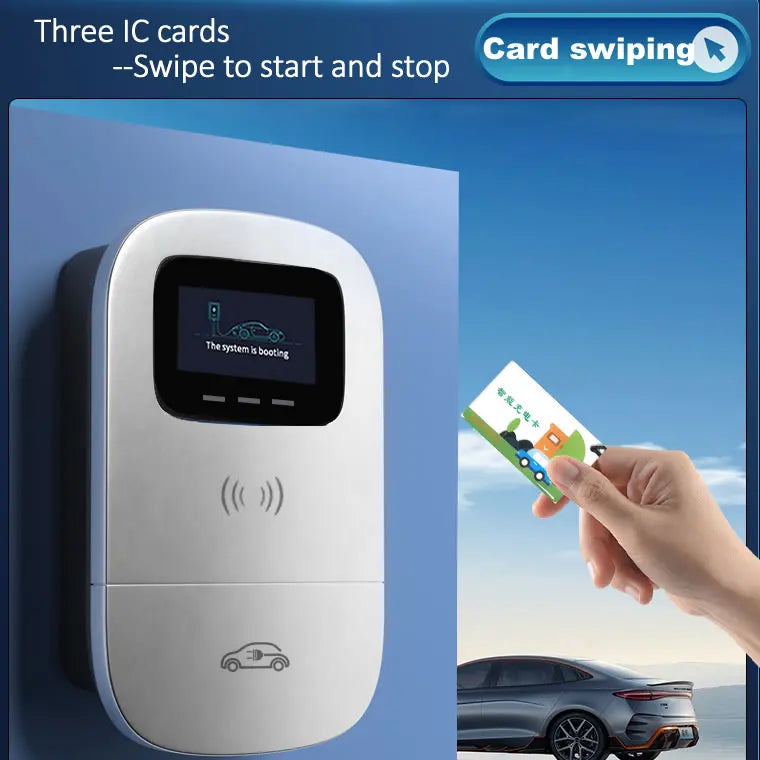 JIGU 7.6KW 32A Type 2 Electric Vehicle Charger Car Charging Station 7kw Wallbox EV Charger Screen 220V Single Phase WiFi APP