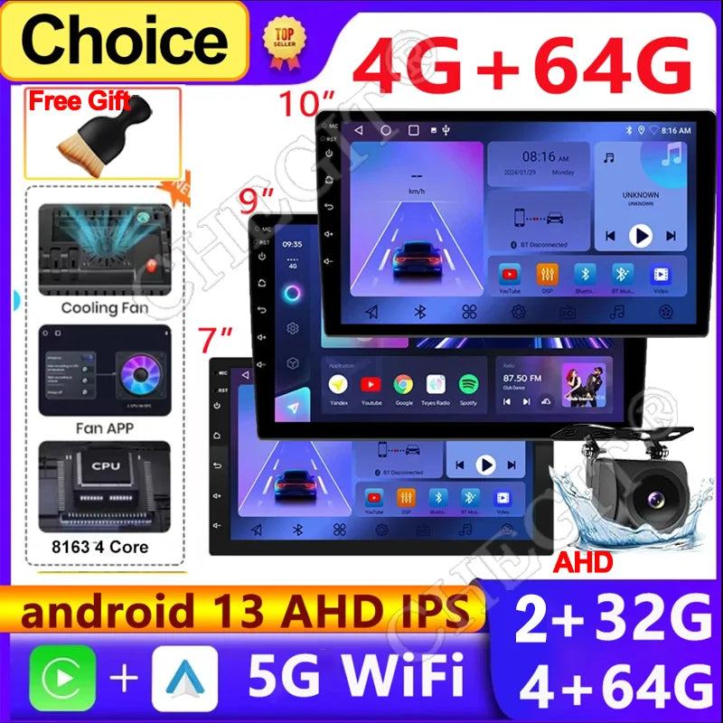 Android 13 Universal 7/9/10" car radio - GPS CarPlay
