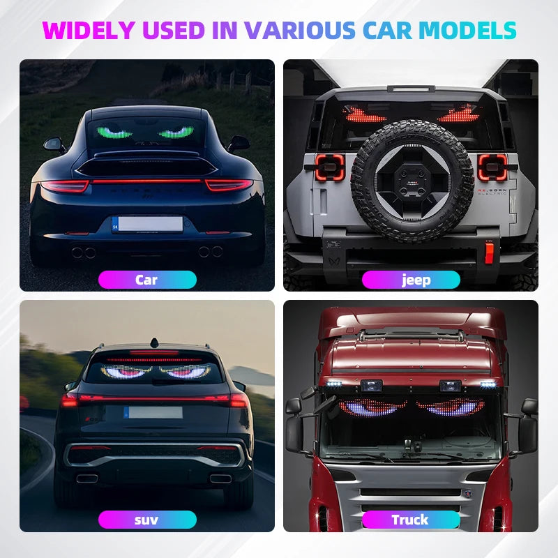 APP Remote Control Truck Devil Eye LED Pixel Panel Light 12-24V DIY Custom Text Lighting Scrolling Foldable For Board Windshield