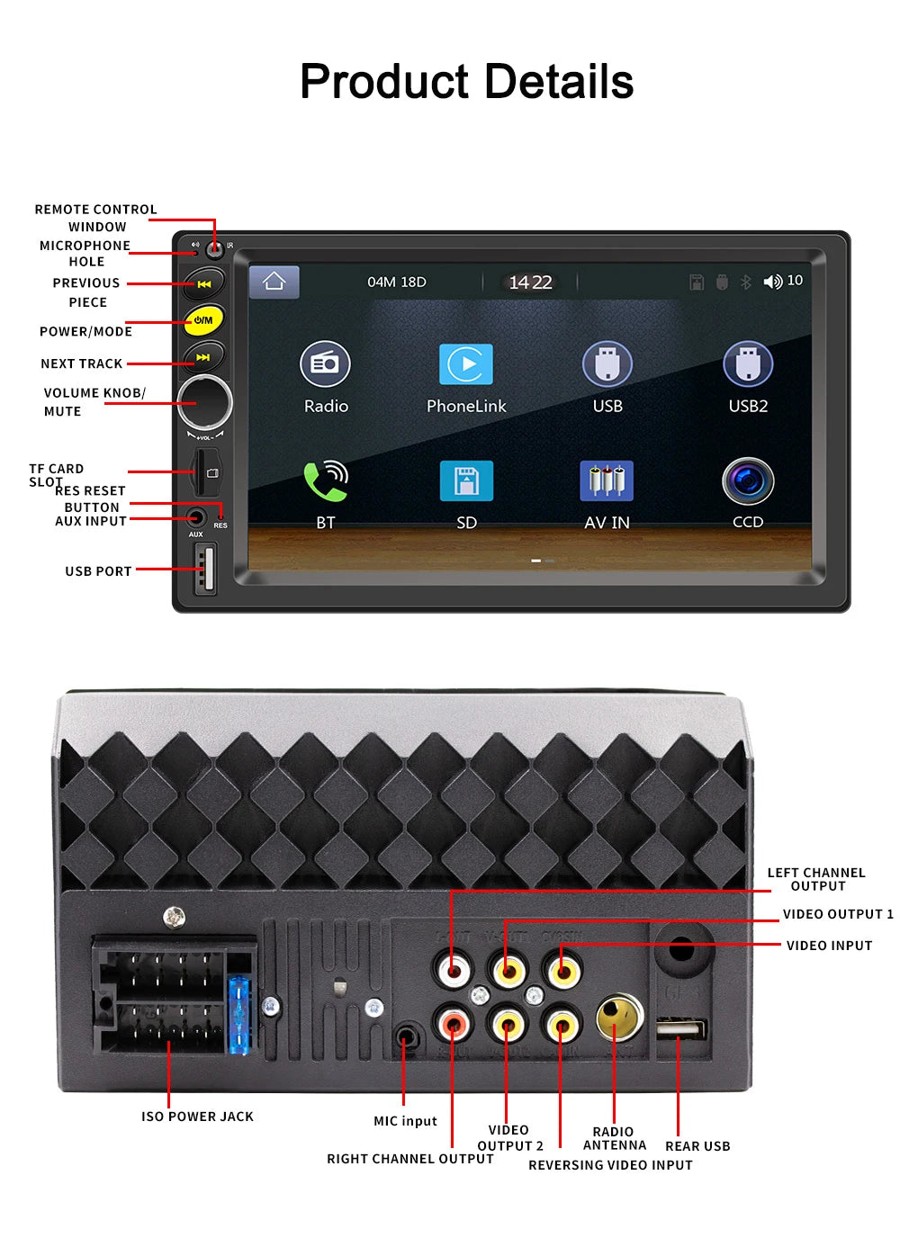Android 13 Universal 7/9/10" car radio - GPS CarPlay