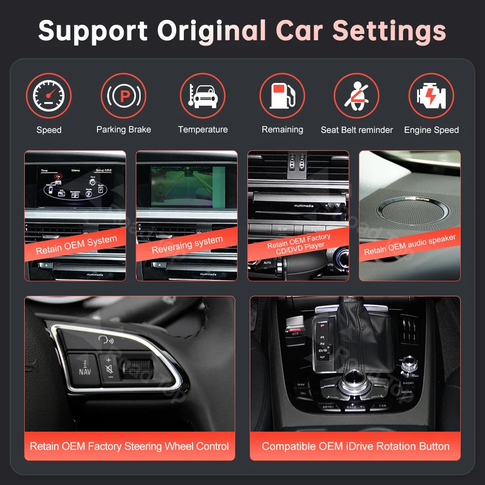8.9'' 12.3'' Touch Screen Car Multimedia Display For Audi A4 S4 B8 2008-2016 With Wireless Carplay Andriod Auto Airplay Autolink