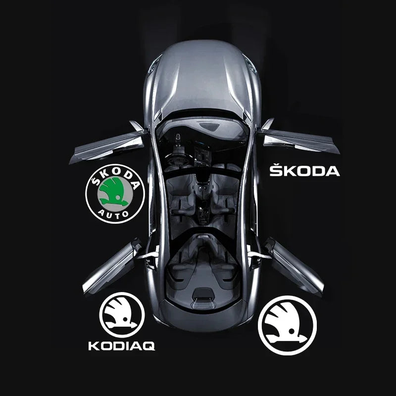 2pcs/set Car Led Logo Door Laser Projector Ghost lamp Welcome Light For skoda Superb SUPERB Superb Octavia Fabia Roomster