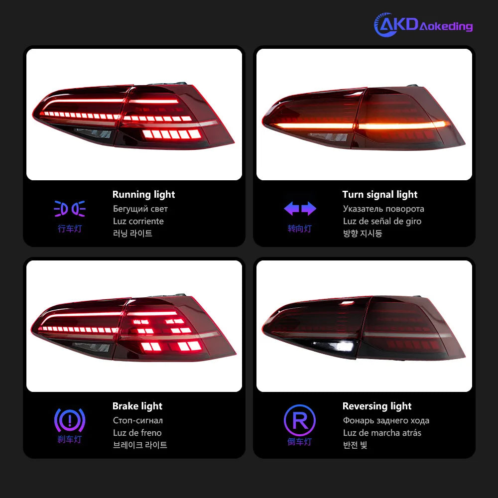 AKD Car Model Tail Lamp for VW Golf 7 Tail Lights 2013-2020 Golf7.5 LED Tail Light Golf MK7 Rear Stop DRL brake auto Accessories